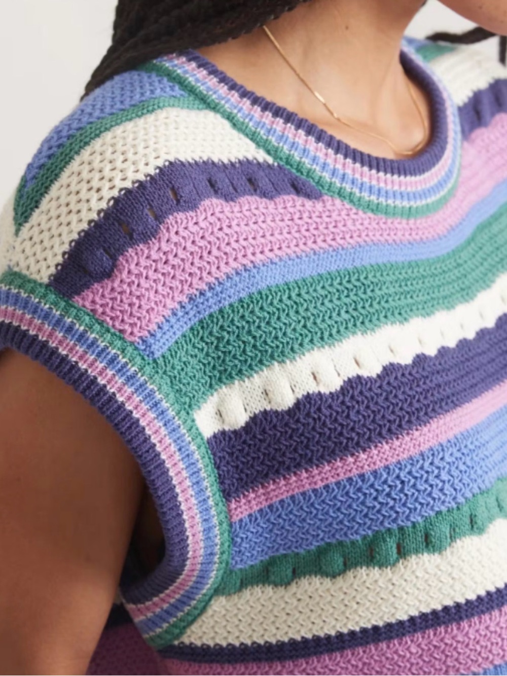 Marine Layer Multicolor Striped Knit Sleeveless Crew Sweater - Picture 2 of 9